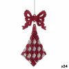 Vianočná ozdoba Laso Kosoštvorce Fuchsiová Plastické Trblietky 7,5 x 1 x 15,5 cm (24 kusov)