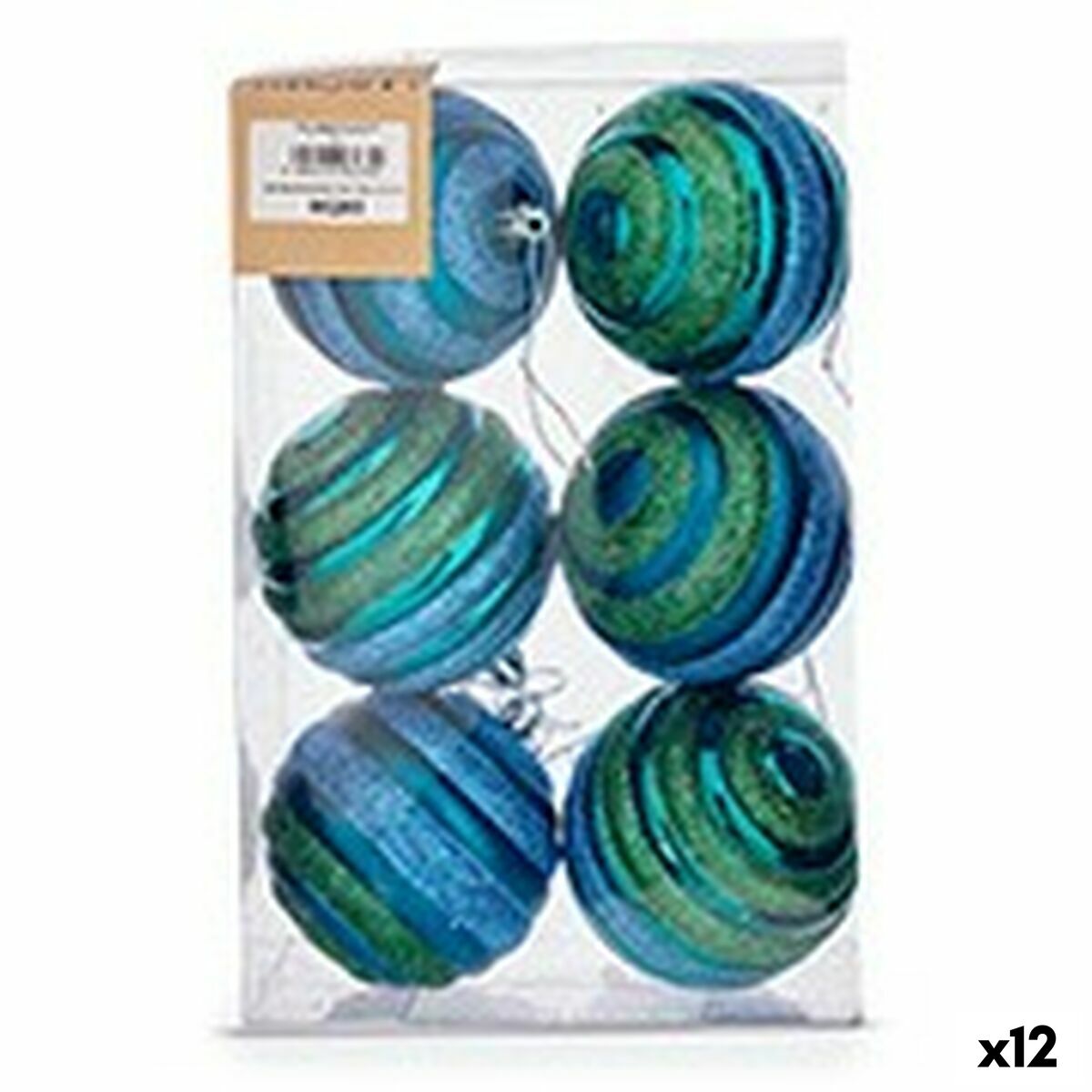 Sada vianočných gúľ ? 8 cm Modrá zelená PVC (12 kusov)