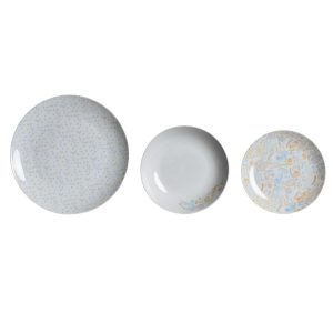 Súprava Tanierov DKD Home Decor Modrá Biela Ružová Porcelán 18 Kusy 27 x 27 x 3 cm
