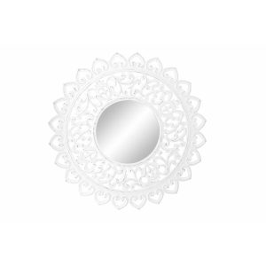 Nástenné zrkadlo DKD Home Decor Sklo Biela Mandala Drevo MDF Čistenie (90 x 2,5 x 90 cm)