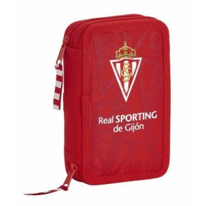 Dvojitý peračník PLUMIER Real Sporting de Gijón Červená 12.5 x 19.5 x 4 cm (28 Kusy)