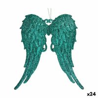 Vianočná ozdoba Krídla anjela zelená Plastické Trblietky 13 x 14,5 x 2,5 cm (24 kusov)
