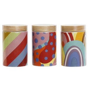 Loď DKD Home Decor Viacfarebná Prírodná Bambus Dolomite 1 L 10 x 10 x 16 cm (3 kusov)