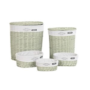 Sada košíkov DKD Home Decor zelená prútený 51 x 37 x 56 cm (5 Kusy)