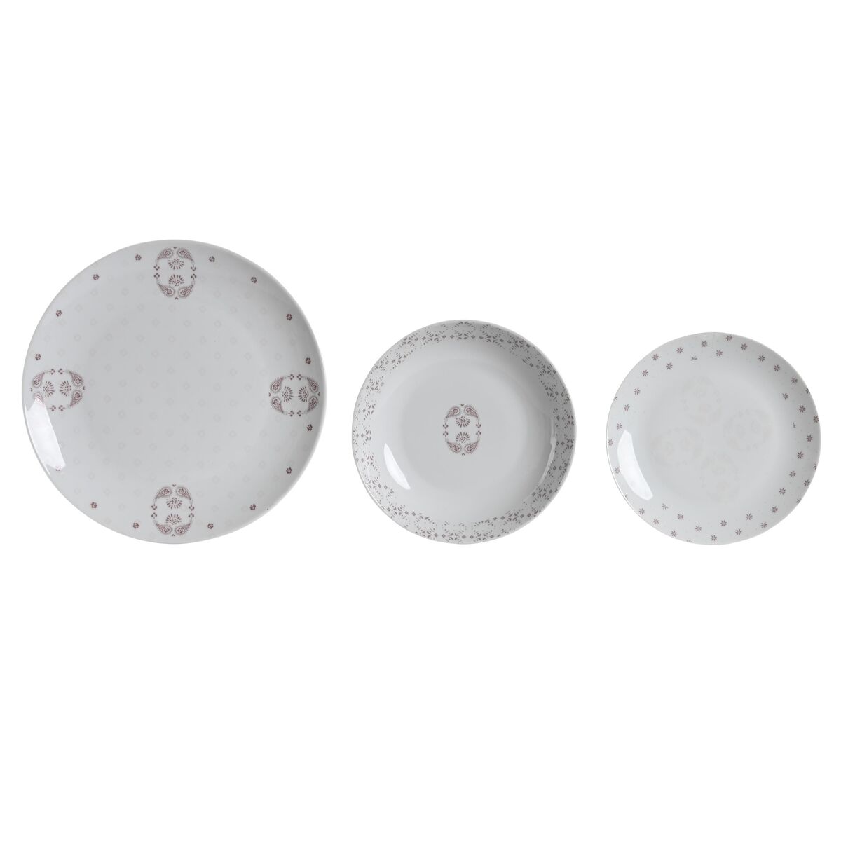 Súprava Tanierov DKD Home Decor Biela Ružová Porcelán Scandi 18 Kusy 27 x 27 x 3 cm