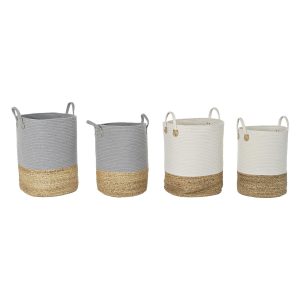 Súprava košíkov DKD Home Decor 40 x 40 x 52 cm Prírodné vlákno Boho (2 kusov)