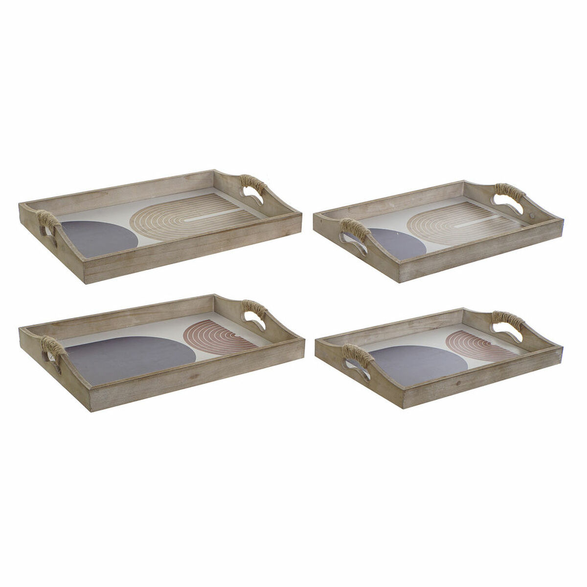 Tácňa DKD Home Decor 40,6 x 30 x 6 cm Béžová Modrá Drevo MDF (2 kusov)