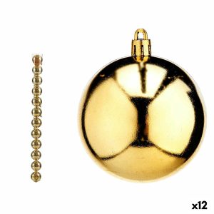 Sada vianočných gúľ Zlatá PVC ? 7 cm (12 kusov)
