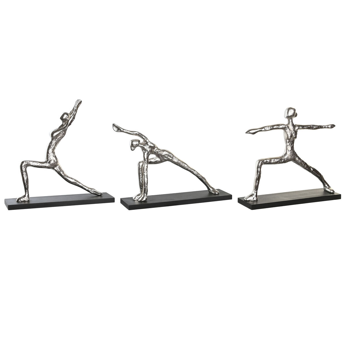 Dekoratívne postava DKD Home Decor 33 x 10 x 35 cm Striebristý Čierna Indián Yoga (3 kusov)