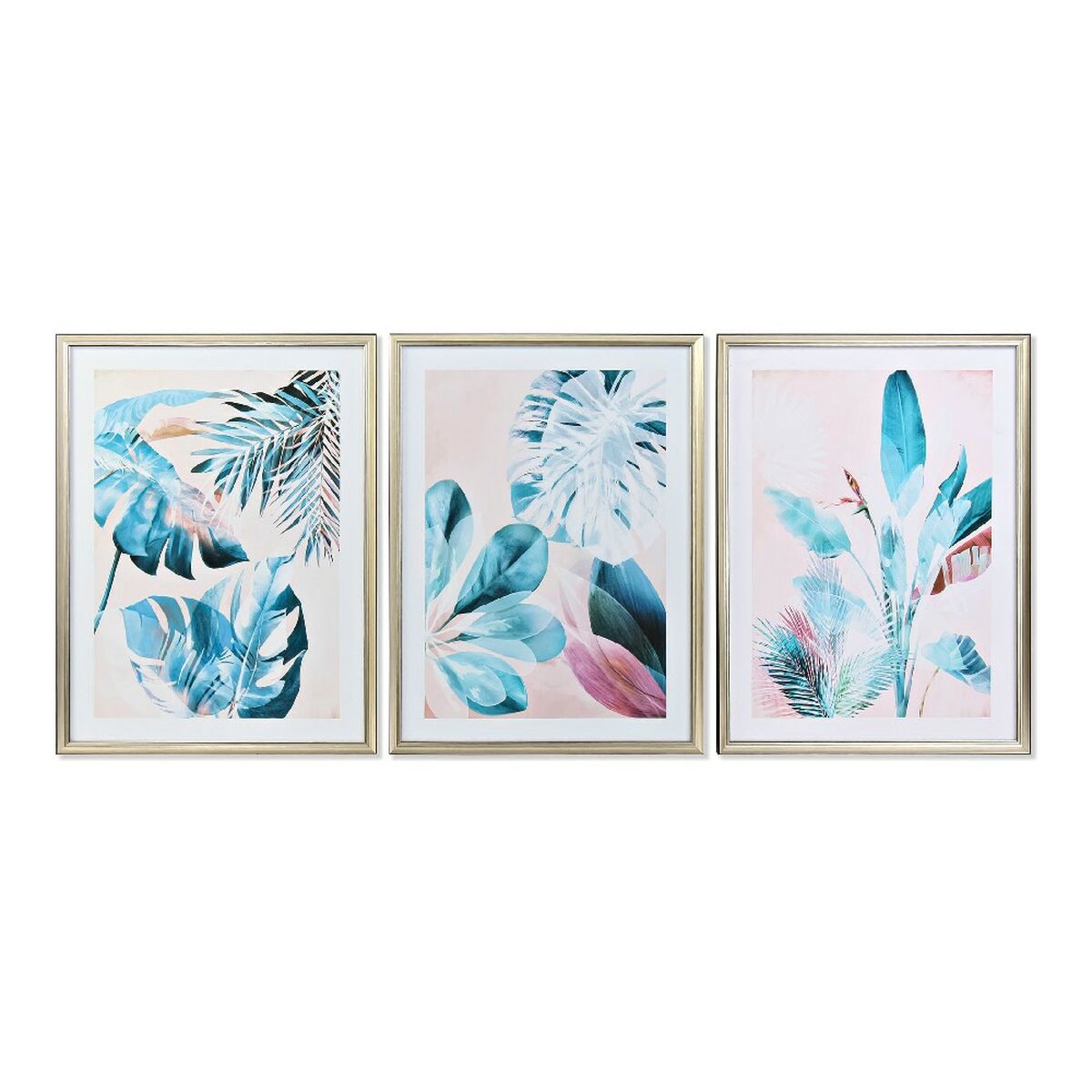 Maľba DKD Home Decor 60 x 4 x 80 cm Tropické (3 Kusy)