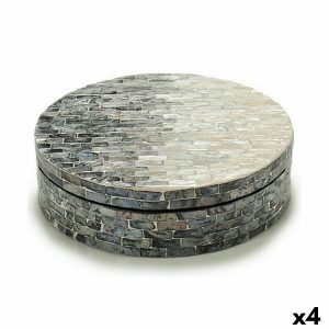 Ozdobná krabica Biela Čierna Striebristý Perleť drevotriesková doska 25 x 8,5 x 25 cm (4 kusov)