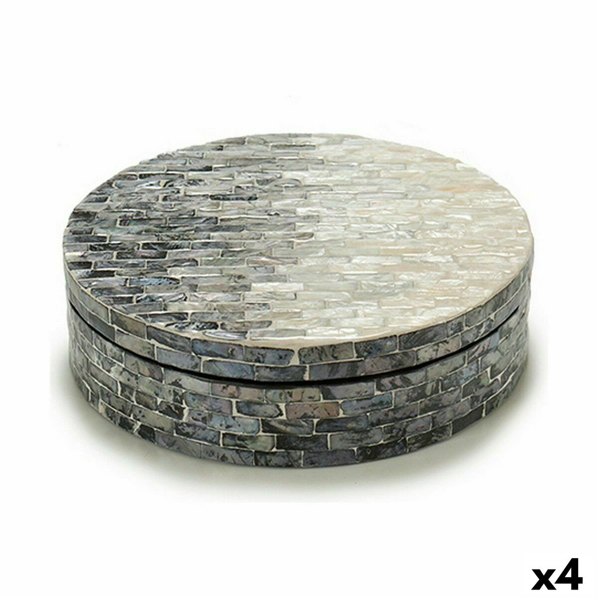 Ozdobná krabica Biela Čierna Striebristý Perleť drevotriesková doska 25 x 8,5 x 25 cm (4 kusov)