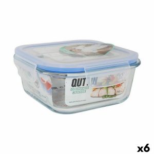 Štvorcová nádoba s vrchnákom Quttin Transparentná 750 ml 16 x 16 x 7 cm (6 kusov)