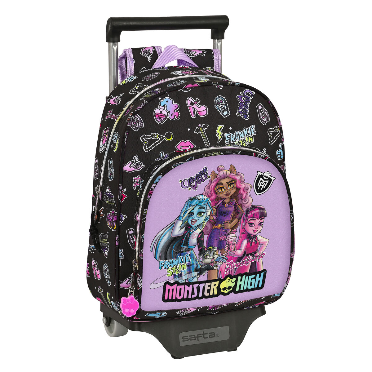 Školská taška na kolieskach Monster High Creep Čierna 28 x 34 x 10 cm