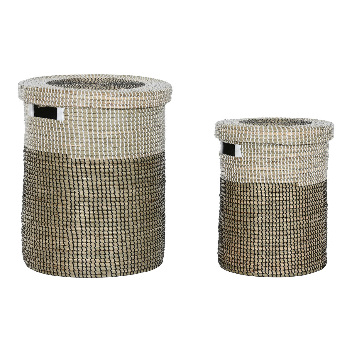 Súprava košíkov Home ESPRIT Biela Čierna Prírodná Morská tráva 44 x 44 x 51 cm (2 Kusy)