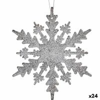 Vianočná ozdoba Snehové vločky Striebristý Plastické Trblietky 15 x 15 x 0,2 cm (24 kusov)