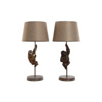 Stolná lampa Home ESPRIT Gaštanová Kov Živica 50 W 220 V 26 x 26 x 53,5 cm (2 kusov)