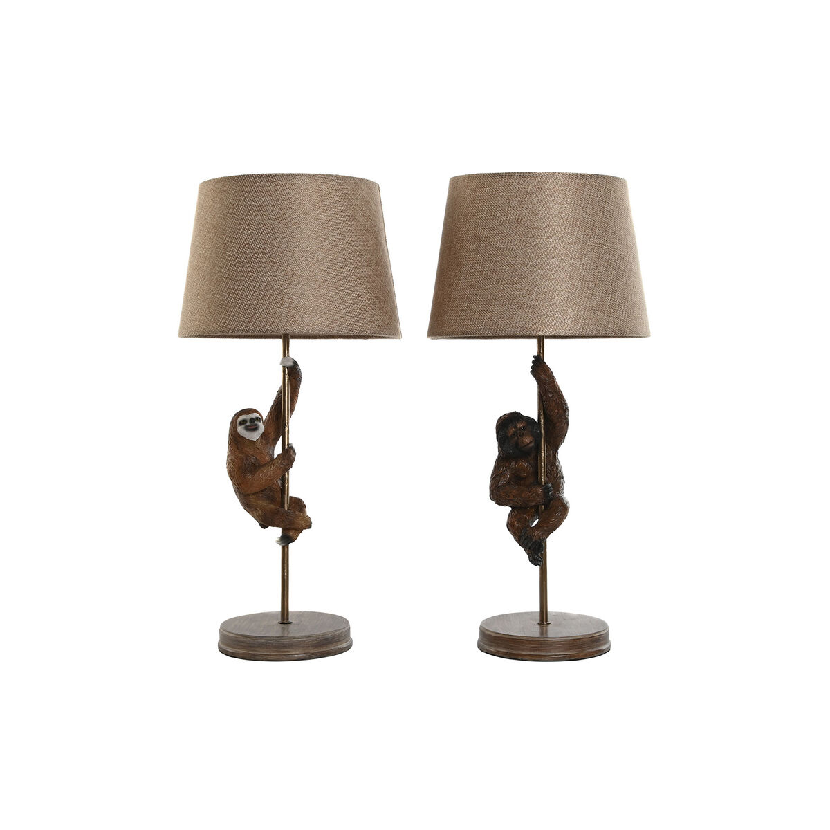 Stolná lampa Home ESPRIT Gaštanová Kov Živica 50 W 220 V 26 x 26 x 53,5 cm (2 kusov)