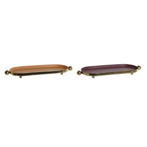 Stolové dekorácie DKD Home Decor Oranžová Zlatá Mestská 35 x 13 x 3 cm (2 kusov)