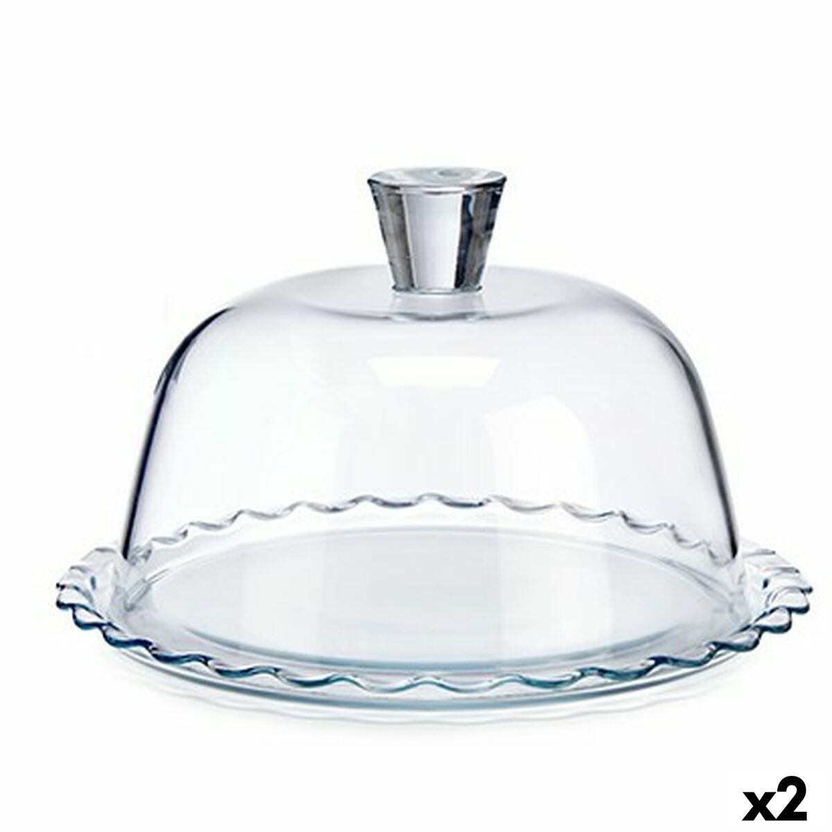 Krabička na jedlo Petite Patisserie Vlny Transparentná Sklo 26,4 x 15,5 x 26,4 cm (2 kusov)