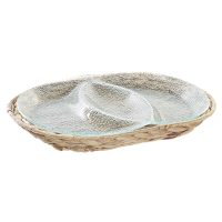 Tácka na chuťovky DKD Home Decor 38 x 25 x 4 cm Sklo Prírodná Transparentná