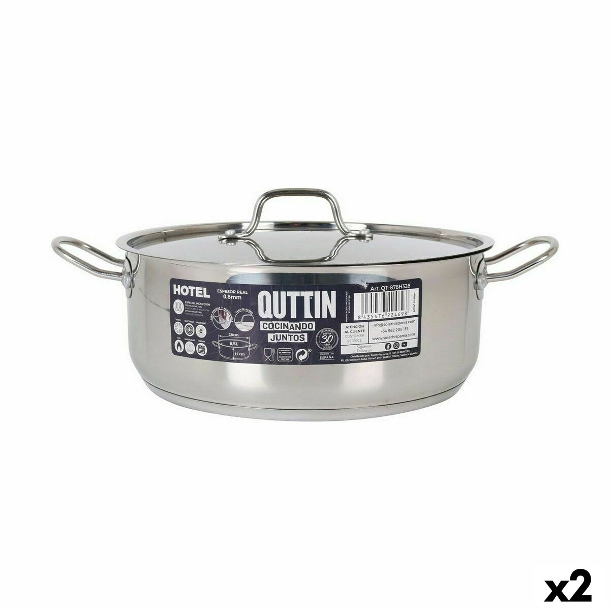 Kastról s pokrievkou Quttin Hotel Oceľ Ø 28 x 11 cm (2 kusov)