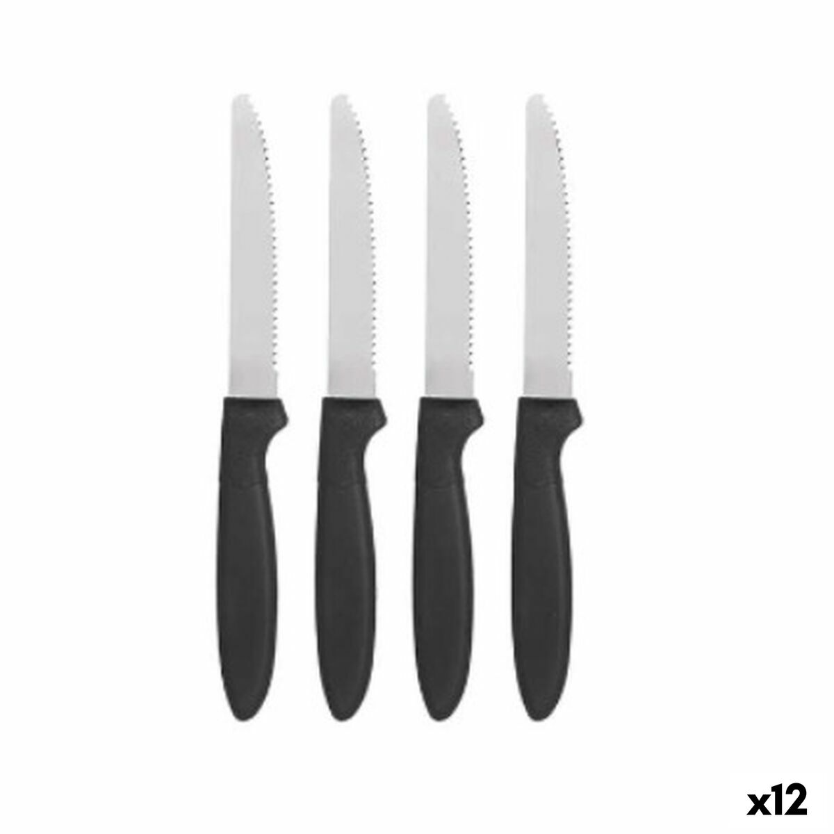 Sada nožov Čierna Striebristý Nerezová oceľ Plastické 19,5 cm (12 kusov)