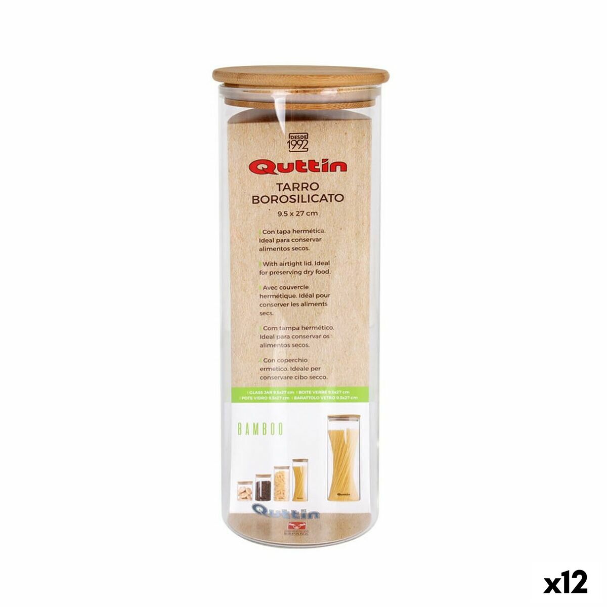 Pohár Quttin Silikónové Borokremičité sklo 1,55 L 10,2 x 28 cm (12 kusov)