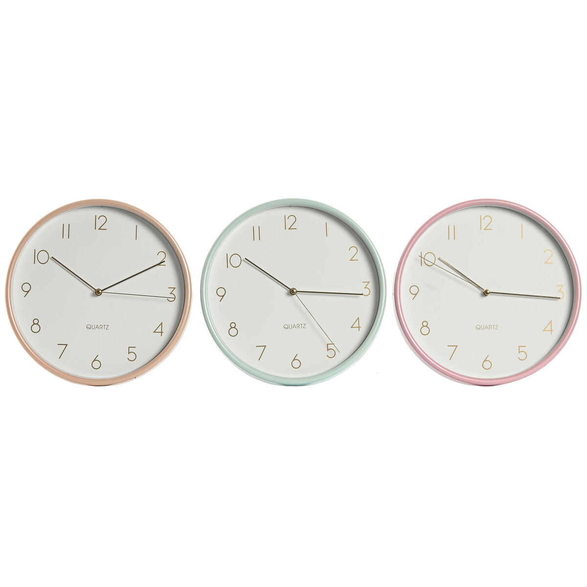 Nástenné hodiny Home ESPRIT Koralová Mätová Fialová PVC 25,5 x 4,3 x 25,5 cm (3 kusov)