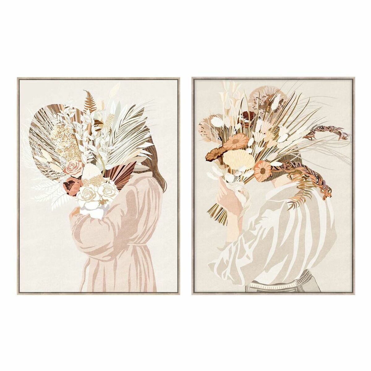 Maľba DKD Home Decor 90 x 4 x 120 cm Kytica Mestská (2 kusov)