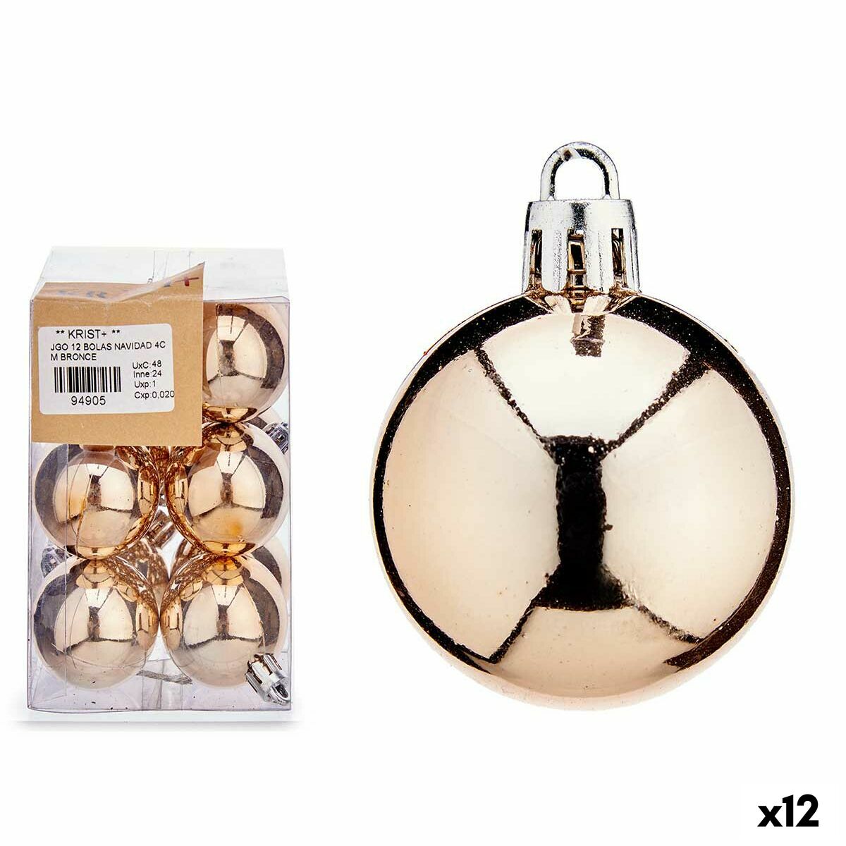 Sada vianočných gúľ Bronz PVC ? 4 cm (12 kusov)