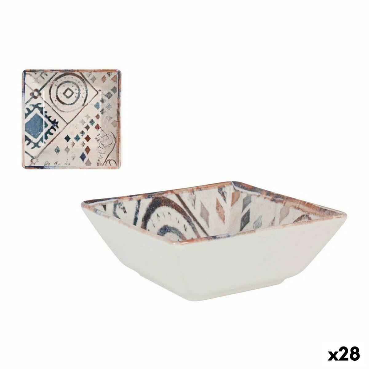 Miska La Mediterránea Grecia Porcelán Modrá Gaštanová 13 x 13 x 5 cm (28 kusov)