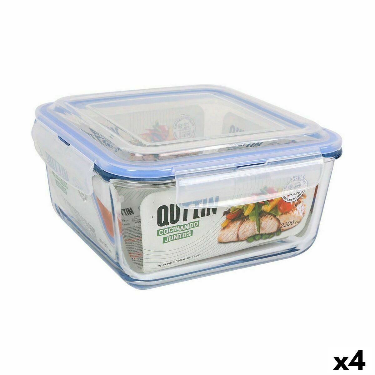 Tepelný obedár Quttin Hranatý 2,2 L (4 kusov)