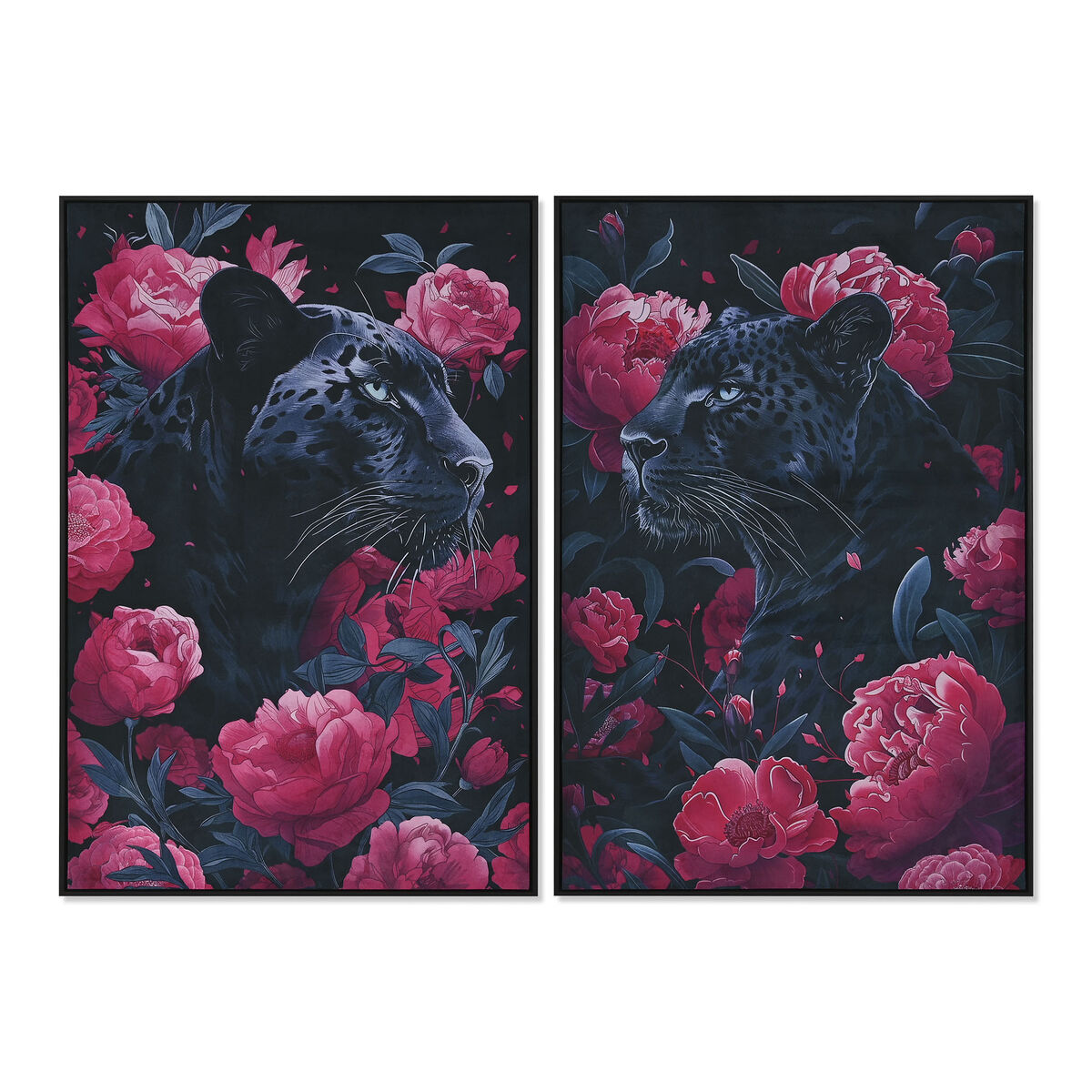 Maľba Home ESPRIT Čierna Ružová 83 x 4 x 123 cm (2 kusov)
