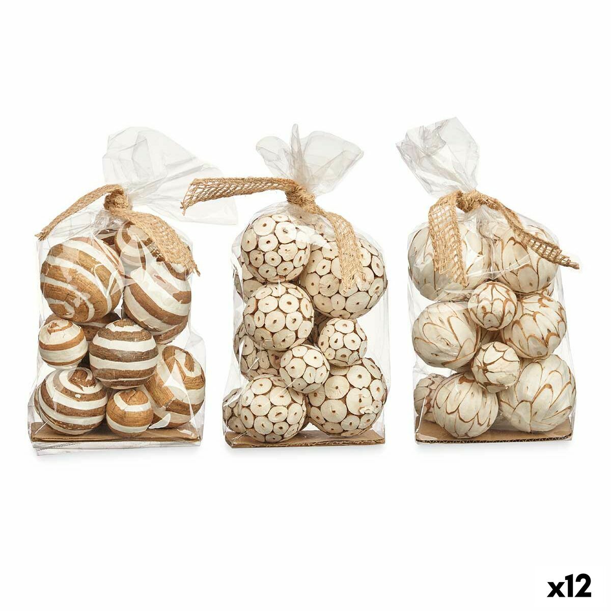Set of Decorative Balls Biela Gaštanová (12 kusov)