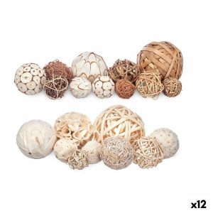 Set of Decorative Balls Biela Gaštanová (12 kusov)