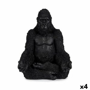 Dekoratívne postava Gorila Yoga Čierna 19 x 26,5 x 22 cm (4 kusov)