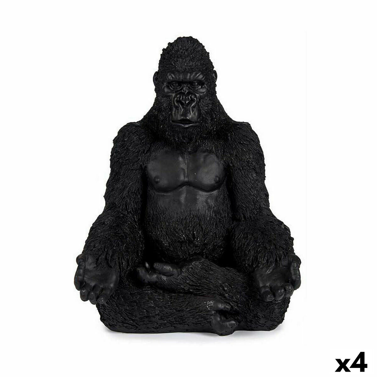 Dekoratívne postava Gorila Yoga Čierna 19 x 26,5 x 22 cm (4 kusov)
