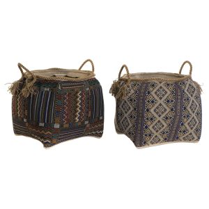 Kôš DKD Home Decor Prírodné vlákno 41 x 41 x 40 cm Boho (2 kusov)