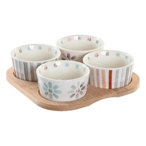 Tácka na chuťovky DKD Home Decor 19,7 x 19,7 x 1 cm Viacfarebná Kamenina