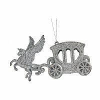 Vianočná ozdoba Zázračný vozík Striebristý Plastické Trblietky 15,5 x 8,5 x 4,5 cm (24 kusov)