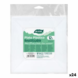Sada znovu použiteľných tanierov Algon Hranatý Biela Plastické 23 x 23 x 2 cm (24 kusov)