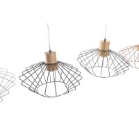 Stropné svetlo DKD Home Decor 34 x 34 x 21 cm Striebristý Čierna Sivá Ružová Kov Biela 50 W 60 W Borovica
