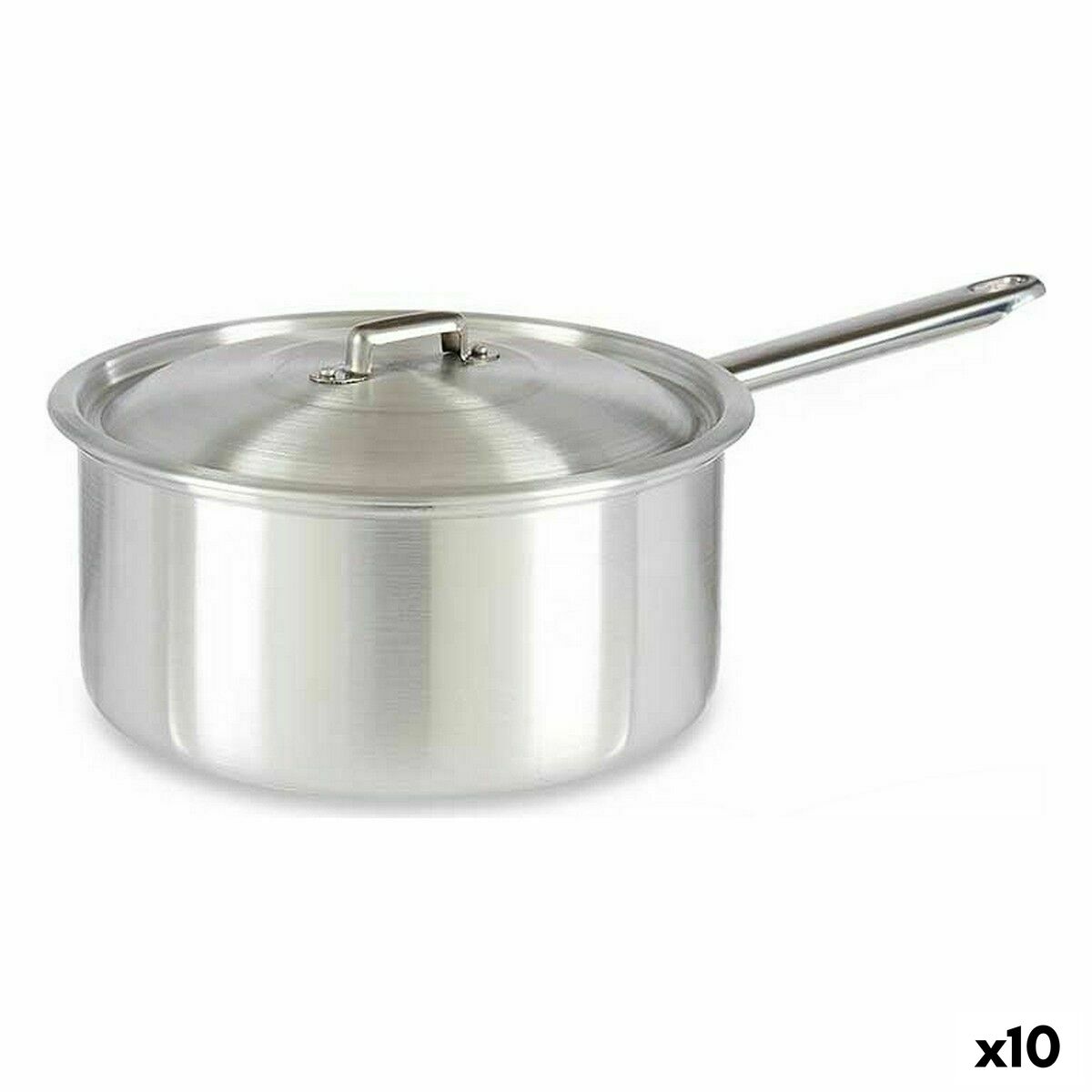 Hrniec s rúčkou a pokrievkou Striebristý Aluminium 4 L 24,5 x 12 x 41 cm (10 kusov)