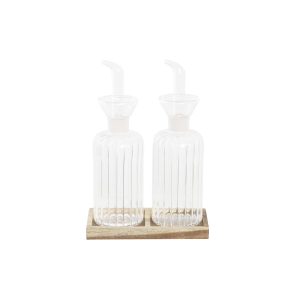 Sada oleja a octu DKD Home Decor 250 ml 14 x 7,5 x 21 cm Prírodná Transparentná Agátové drevo Borokremičité sklo