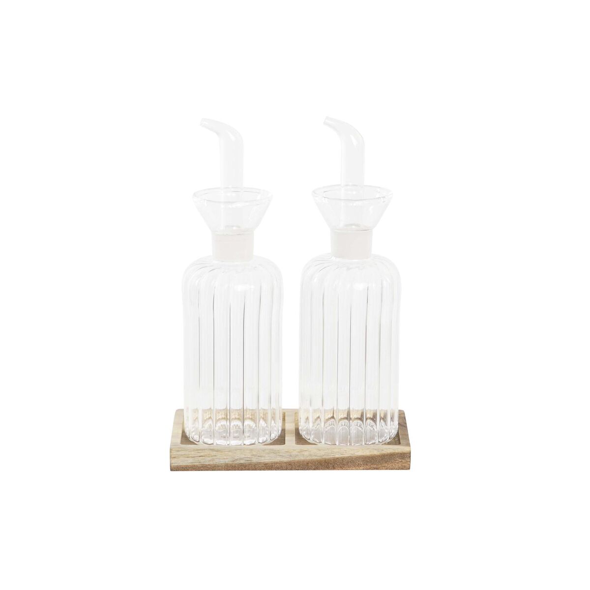 Sada oleja a octu DKD Home Decor 250 ml 14 x 7,5 x 21 cm Prírodná Transparentná Agátové drevo Borokremičité sklo