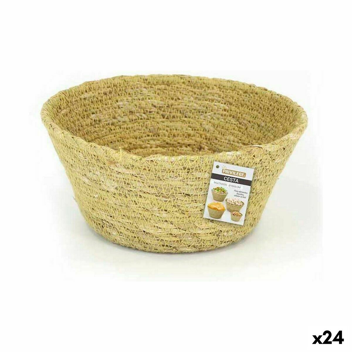 Multifunkčný košík Privilege Morská tráva Okrúhly 18 x 8 cm (24 kusov)
