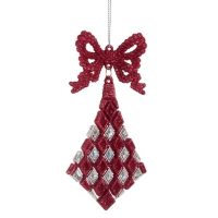 Vianočná ozdoba Laso Kosoštvorce Fuchsiová Plastické Trblietky 7,5 x 1 x 15,5 cm (24 kusov)