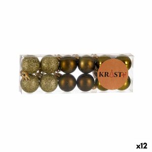 Sada vianočných gúľ 3 x 4 x 3 cm zelená Plastické (12 kusov)