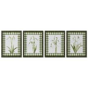 Maľba Home ESPRIT zelená Béžová Shabby Chic Botanické rastliny 30 x 2,5 x 40 cm (4 kusov)